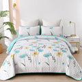 Dinjoy Aqua Quilt Set King, 3 Pieces Boho Floral Bedspreads, Fall Bedding | by DINJOY