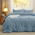 Bedsure Oversized Queen Comforter Set, Dusty Blue Soft Prewashed Bedding - Image 2