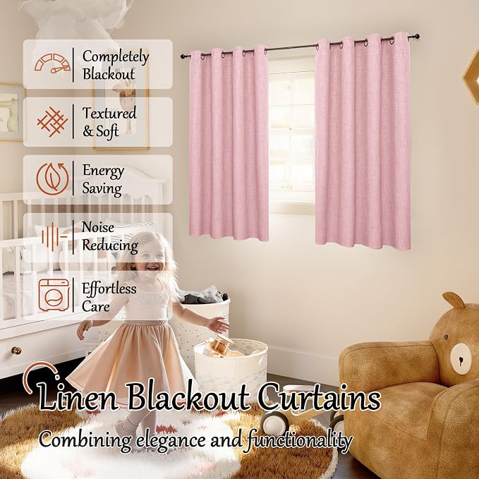 Linen Blackout Curtains 45 Inches - Image 2