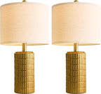 PoKat 20.75" Brass Gold Ceramic Table Lamps Set of 2 - Image 8