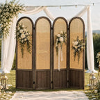 4 Panel Rattan Room Divider Screen, Boho Folding Privacy Screen | Decorative - Image 7