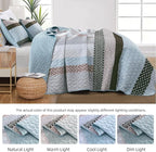 WONGS BEDDING Boho Quilt Queen Size, Patchwork Bedding Set, 3 Pieces Plaid - Image 4
