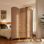 HOMCOM Room Divider 3-Panel, 6FT-Tall Folding Privacy Screen, Natural | - Image 8