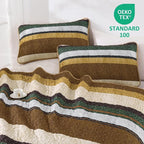 Dobuyly King Stripe Quilt Bedding Set, Boho Brown Lightweight Bedspread | - Image 4