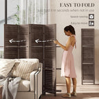 HOMCOM Room Divider with Shelves, 4 Panel, Walnut | Wood Privacy Screen - Image 4