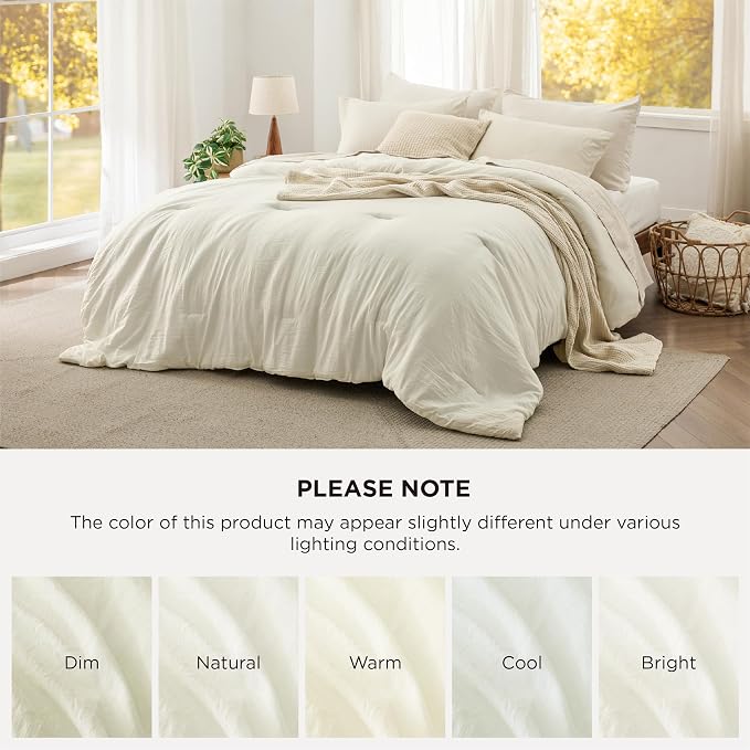Bedsure Full Comforter Set, Ivory Soft Prewashed Bedding - Image 7