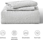 Love's cabin California King Size Quilt Bedding Set Light Grey Bedspreads - Image 7