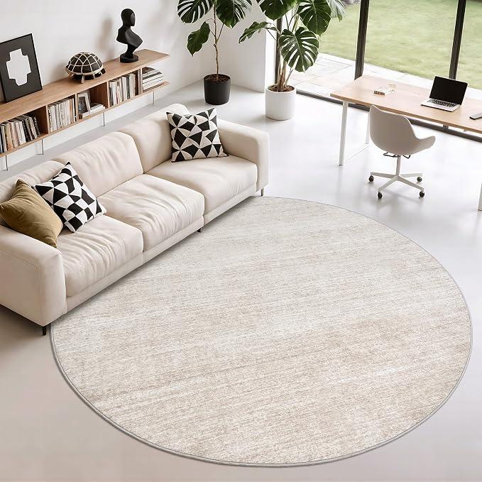 Round Rugs 6ft, Circle Washable Area Rugs by Valenrug