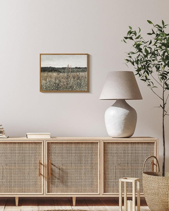 InSimSea Framed Canvas Wall Art Vintage Decor, Wildflower Field Canvas Wall Art - Image 4