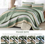 Dobuyly Striped Quilt King Size, Boho Green Lightweight Bedspread Bedding | - Image 4