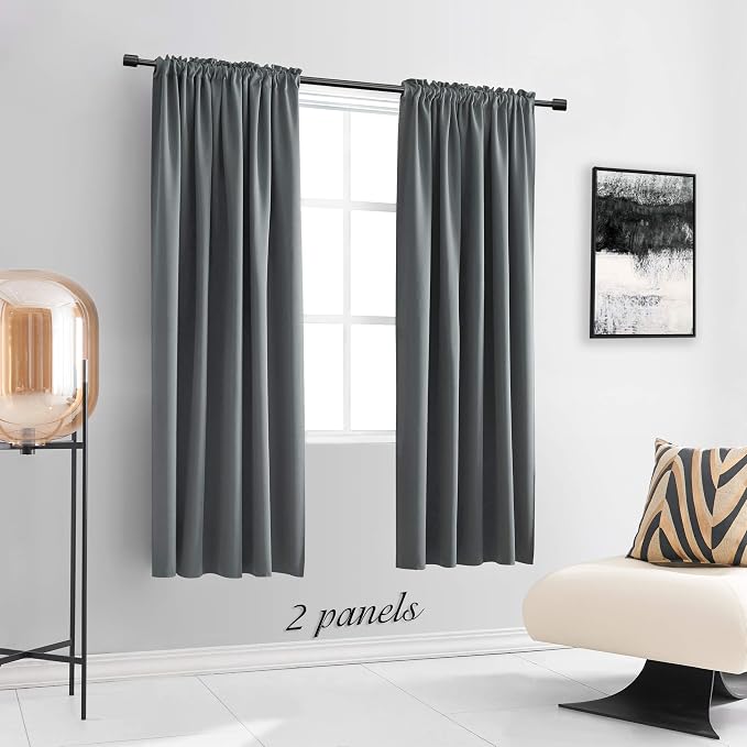 Medium Gray Blackout Curtains for Bedroom - Image 2