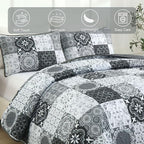 Dobuyly Quilt Set King Size, Boho Plaid Patchwork Bedspreads, Lightweight Soft - Image 4