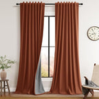Terracotta Linen 100% Blackout Curtains by Guken