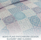 Dobuyly Quilt Set Queen Size, Light Blue/Pink Patchwork Bedspread 3 Pieces - Image 9