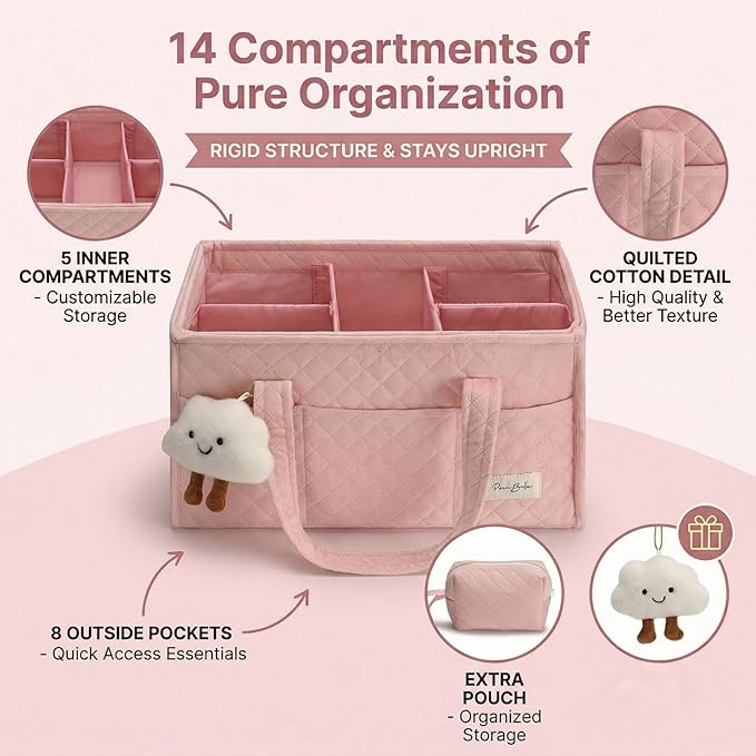 Baby Diaper Caddy Organizer, Baby Basket Shower Gift, Portable Changing Table - Image 2