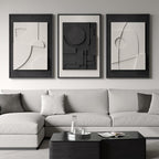 Large 3D Textured Framed Black and White Abstract Wall Art - Image 3