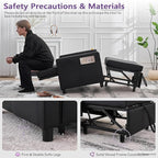 Faux Leather Convertible Sleeper Chair Bed, Single Pull Out Sofa, USB & Type-C - Image 9