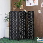 3 Panel Black Rattan Room Divider by Furnnylane