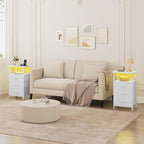Night stand Set 2 with Charging Station, LED Nightstand - Image 2