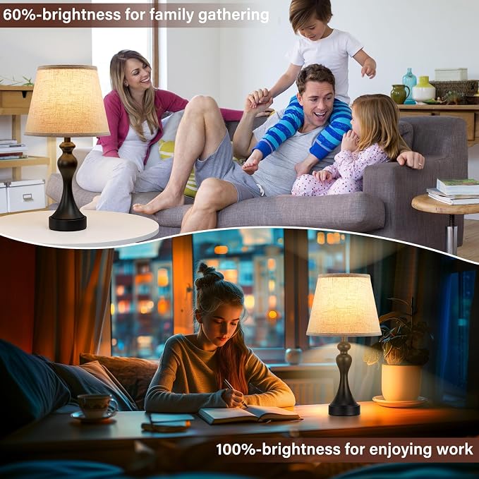 Touch Lamps for Nightstand, 3 Way Dimmable Bedside Lamps - Image 6