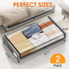 Under Bed Storage with Wheels 2Pack Storage Containers with Clear Window | - Image 2