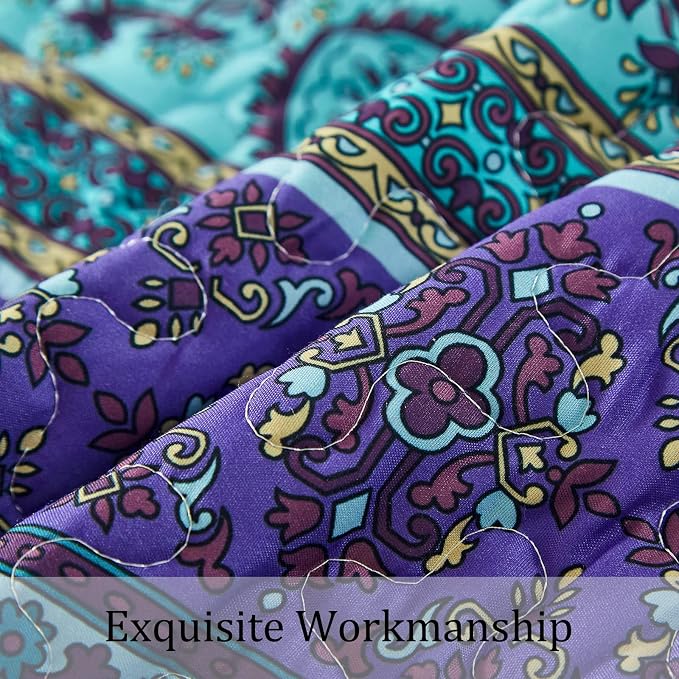 WONGS BEDDING Boho Quilts Queen Size, 3 Pieces Bedspread Bedding Set, - Image 5