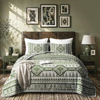 akkialla Reversible Green Boho Queen Quilt Set, 2-Piece Bohemian Aztec by akkialla