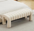 43" End of Bed Bench, Linen Beige | Channel Tufted Upholstered, Entryway Bench - Image 5