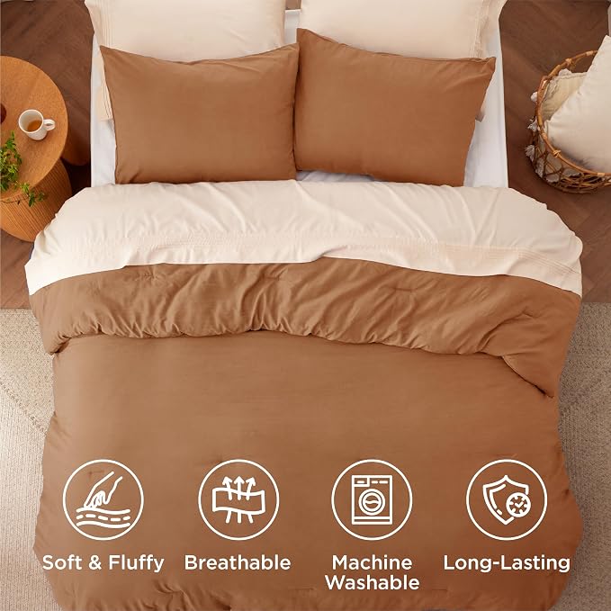 Bedsure Full Comforter Set, Pumpkin Soft Prewashed Bedding - Image 4
