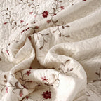 Quilt Set Full Floral Leaves 3D Embroidery Pattern 3-Piece Cotton Blend | - Image 7