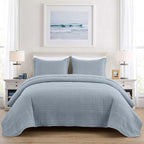 Chezmoi Collection Kingston Queen Size Bedspread Set, 3-Piece Cool Gray - Image 3