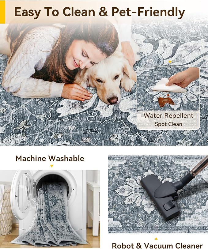 RELEANY Washable Area Rug, Runner 2'x8', Water Repellent, Pet Friendly - Image 6
