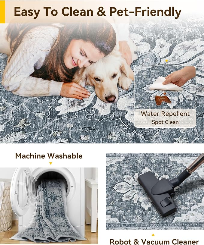 RELEANY Washable Area Rug, Runner 2'x6', Water Repellent, Pet Friendly - Image 6