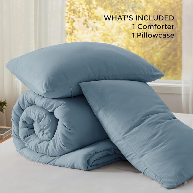 Bedsure Twin/Twin XL Comforter Set, Dusty Blue Soft Prewashed Bedding - Image 6