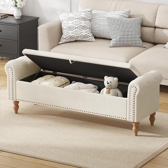 63” End of Bed Bench, Bedroom Bench - Image 4