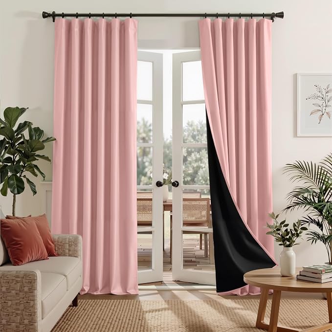 RYB HOME 100% Blackout Pink Curtains by RYBHOME