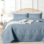 akkialla Twin Size Quilt Bedding Set, Dusty Blue Lightweight Microfiber Soft by akkialla