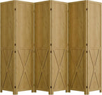 6 Panel Folding Room Divider, Solid Wood Privacy Screen, Freestanding Partition - Image 8