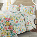 Floral Quilt Queen Quilt Set, Ultra Soft Reversible Microfiber Queen Quilt - Image 3