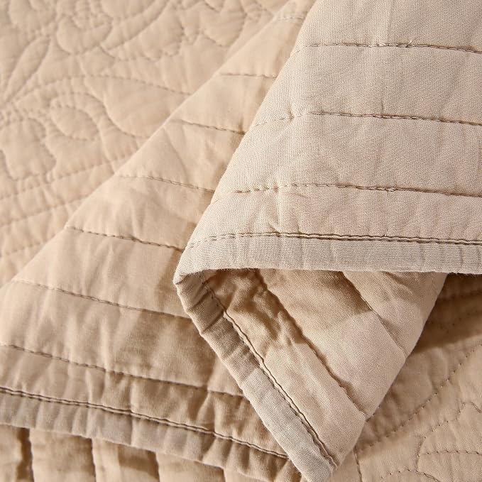 ROOMLIFE Quilt Set Full Size 3D Floral Embroidery Pattern 3-Piece Cotton - Image 9