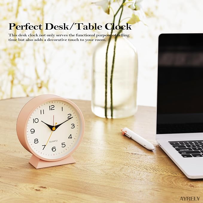 AYRELY® 4.5" Analog Alarm Clock, Small Retro Desk Clock and Table Clock | - Image 3