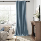 Blue Linen 100% Room Darkening Curtains 120 Inches Long - Image 4