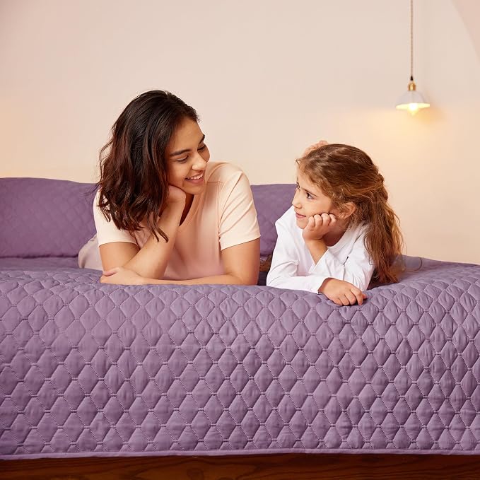 Exclusivo Mezcla Reversible California King Quilt Set, Dusty Lavender | - Image 3