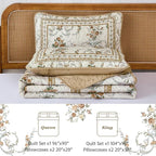 Anibedding Floral Quilt Set Queen, Retro Brown Flower Quilts 3PCs Bedspread | - Image 5