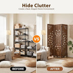 3 Panel Room dividers, 66.9" Boho Double-Sided Carved Screen, Freestanding - Image 7
