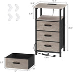 Night Stand with Charging Station, LED Nightstand - Image 3