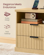 VASAGLE Nightstand with Charging Station, 2 Drawers, Open Shelf | Bedside Table - Image 6