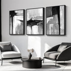 Large Framed Black and White Gray Abstract Wall Art - Image 8