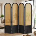 4 Panel Rattan Room Divider Screen, Boho Folding Privacy Screen | Decorative - Image 8