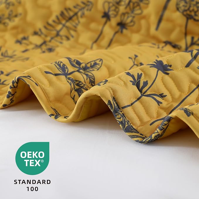JANZAA Quilts Queen Size, Ginger Qulit Bedspread Floral Bedding Set 3 Pcs | - Image 2